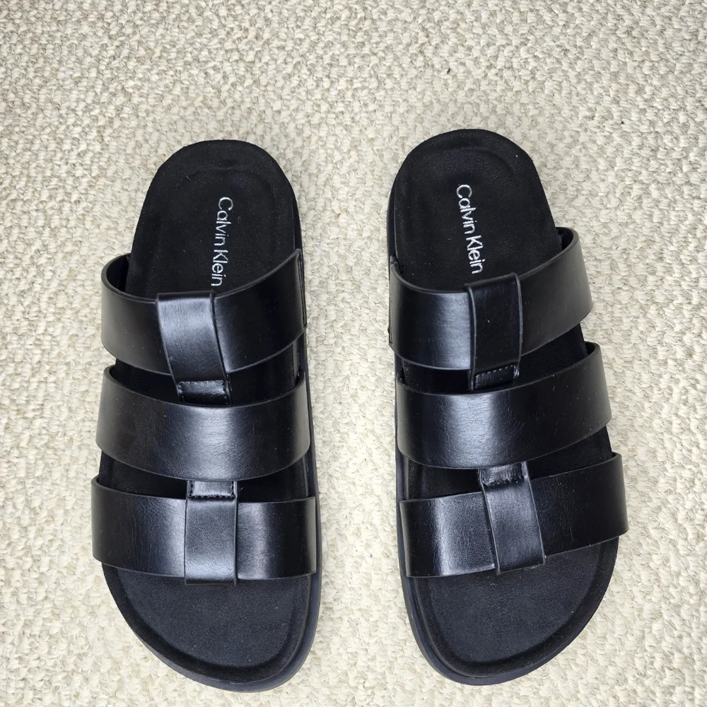 Calvin Klein Black Slide Sandals NWT 8